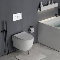 Унитаз подвесной Roxen Porto One Rimless 6 в 1 StounFix Dual Fresh 505547 (кнопка: белый глянец)