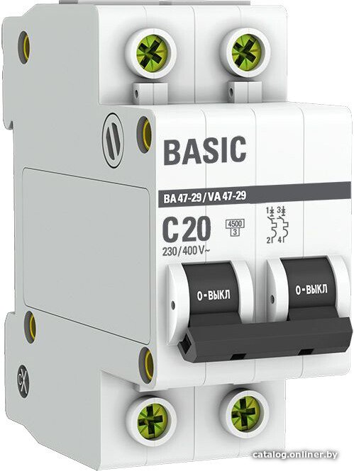 Выключатель автоматический EKF ВА 47-29 2P 20A (C) 4.5кА mcb4729-2-20C