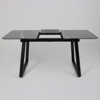 Кухонный стол Lepremo AV 1208 HPL+МДФ раздвижной 1200-1600x800 (черный тунис/черный)