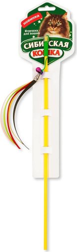 Игрушка для кошек Сибирская кошка Удочка-дразнилка Погремушки с лентами (цвет в ассортименте)