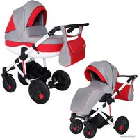 Универсальная коляска Siger Marco (2 в 1, светло-серый/светло-красный)