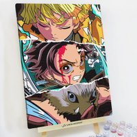 Картина по номерам Red Panda Клинок рассекающий демонов Коллаж p54569