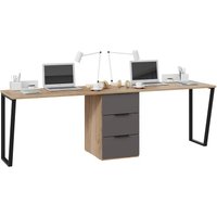 Стол Трия Порто СМ-393.15.013 с тумбой (яблоня беллуно/графит софт) в Бресте