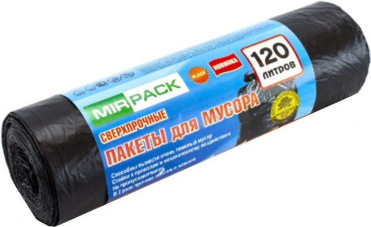 

Пакеты для мусора Mirpack Extra 14 мкм 120 л (10 шт)