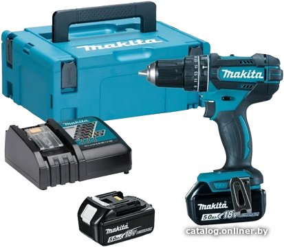 Ударная дрель-шуруповерт Makita DHP482RTJ (с 2-мя АКБ, кейс)