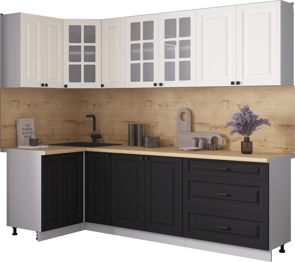 

Готовая кухня Интерлиния Мила Деко 1.2x2.5 (черный/белый/дуб бунратти)