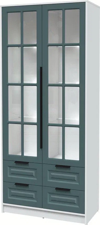 

Шкаф-витрина Интерлиния Концепт КТ-ШВ2 с подсветкой Деко (белый платинум/верде)