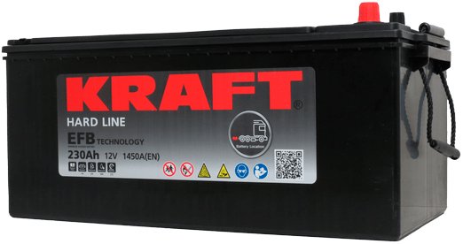 

Автомобильный аккумулятор KRAFT EFB 230(3) евро (230 А·ч)