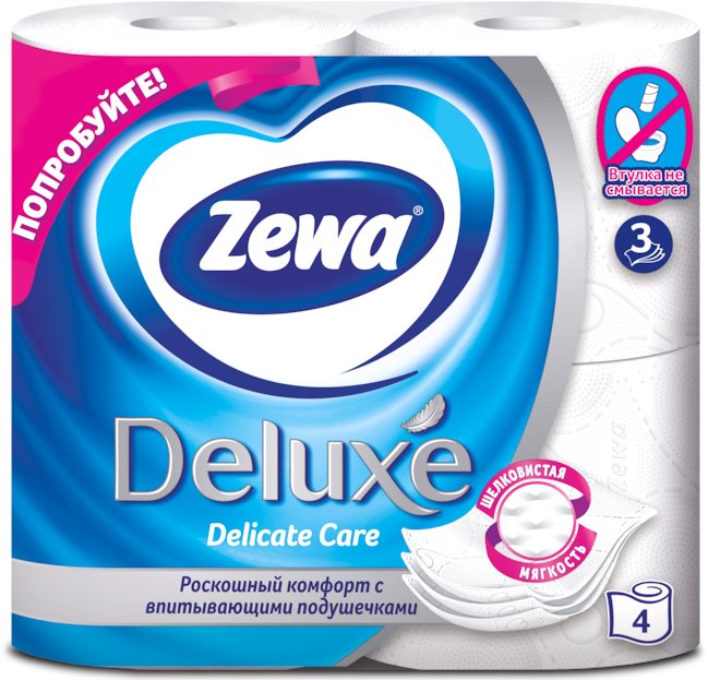 

Туалетная бумага Zewa Deluxe Белая 3 слоя (4 рулона)