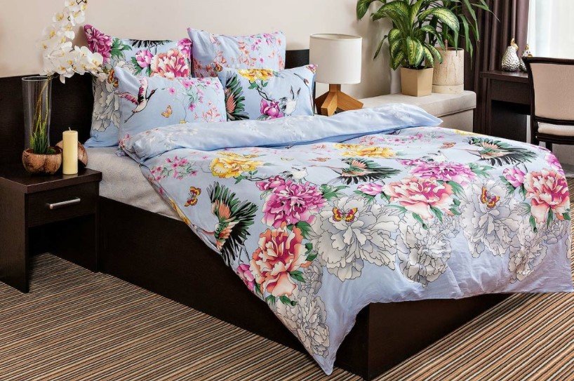 

1.5-спальный комплект постельного белья Ночь Нежна Журавли Стандарт 1.5 сп. 70x70 7660-2+7661-2 (голубой)