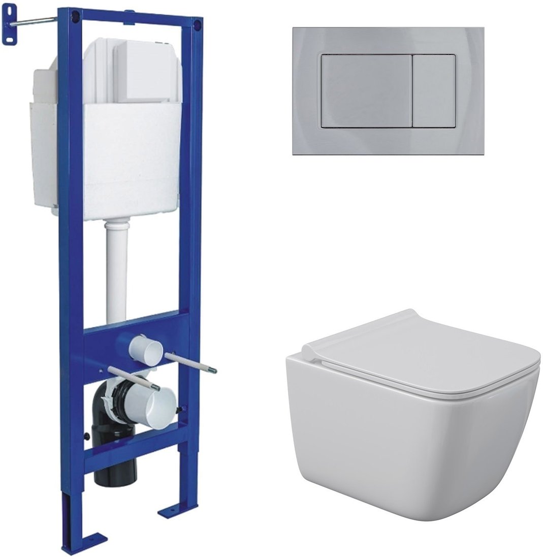 

Унитаз подвесной Berges Wasserhaus Quattro S Rimless 043364 (с сиденьем и кнопкой смыва)