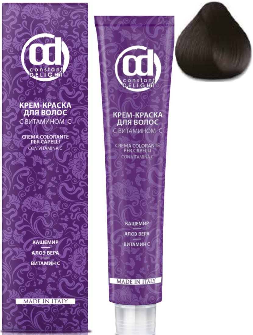 

Крем-краска для волос Constant Delight Crema Colorante с витамином С 4/67 средне-кор-ый шоколадно-медн.