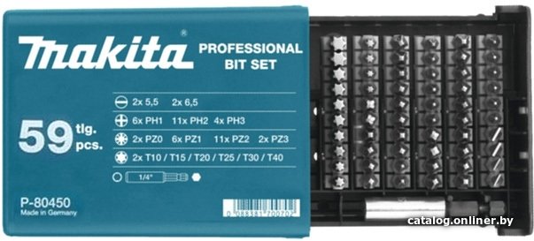 Makita P-80450 (59 предметов) набор бит купить в Минске