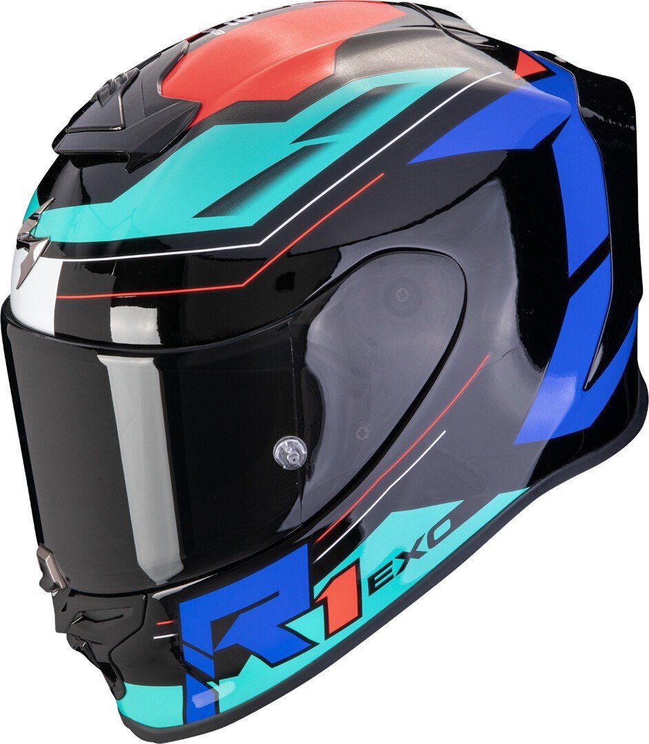 

Мотошлем Scorpion Exo Exo-R1 Evo Air Blaze (р. XL, черный/синий/красный)