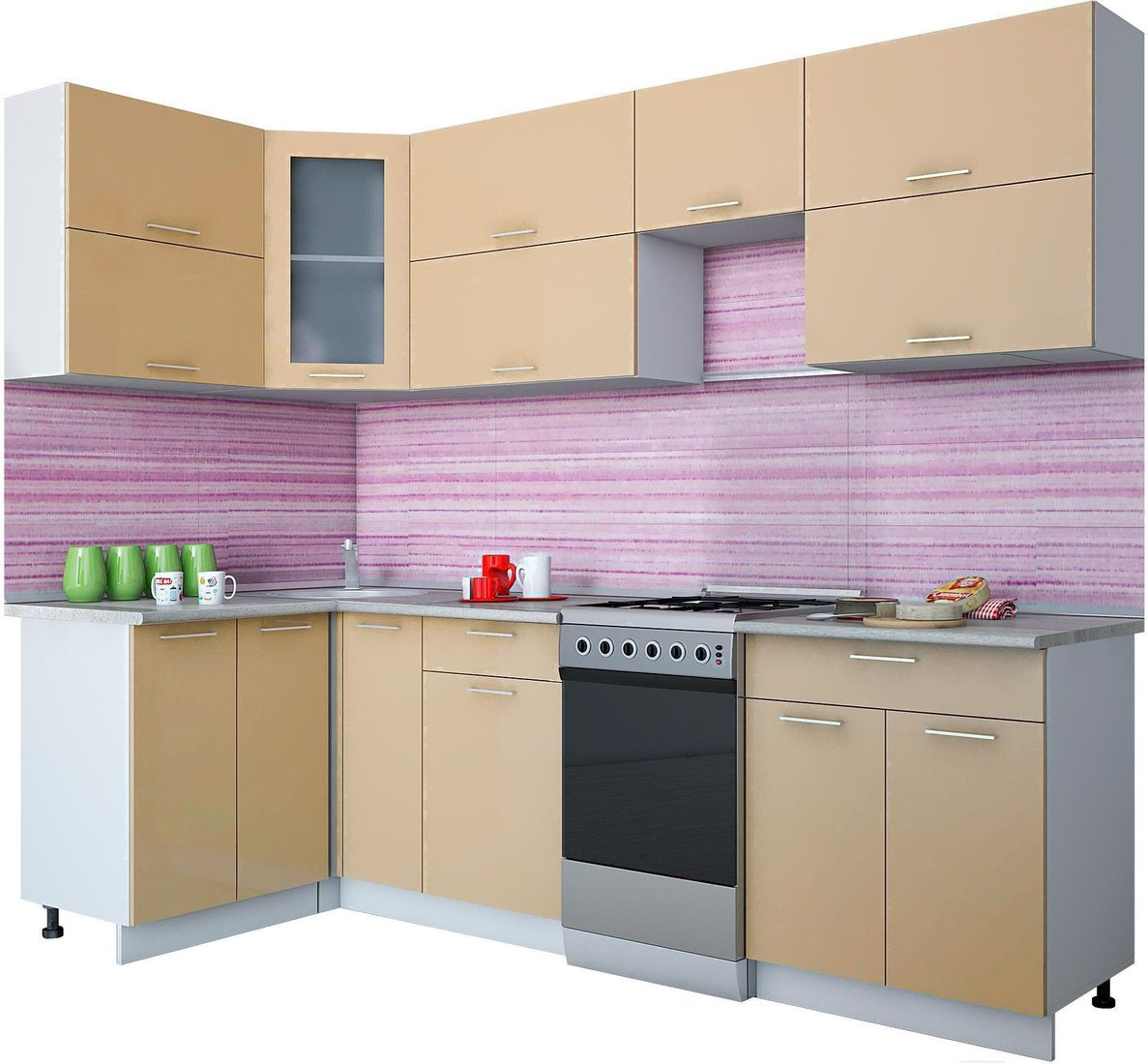

Готовая кухня Интерлиния Мила Gloss 50-12x26 (капучино глянец)