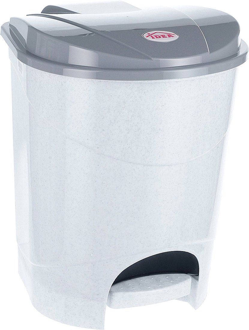 

Мусорное ведро Idea с педалью 11 л (белый мрамор/серый)