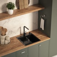 Кухонная мойка Basic CL DS Decor 50x50 (черный, коландер, дозатор)