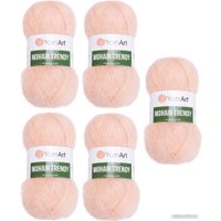 Набор пряжи для вязания Yarnart Mohair Trendy 145 (персиковый, 5 шт)