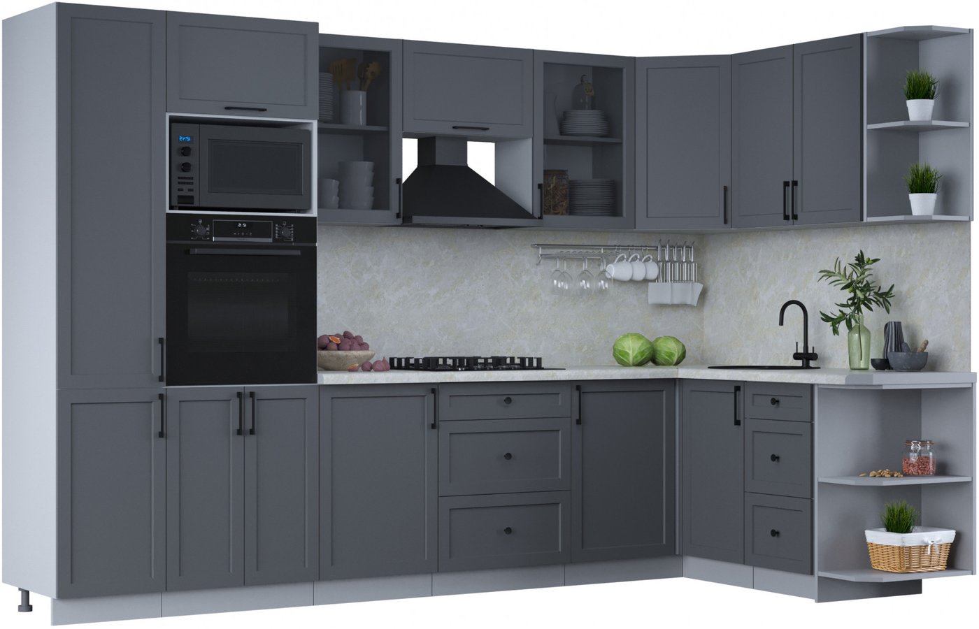 

Готовая кухня Интерлиния Тренд 1.68x3.2 ВТ правая (пепел/пепел/опал светлый)