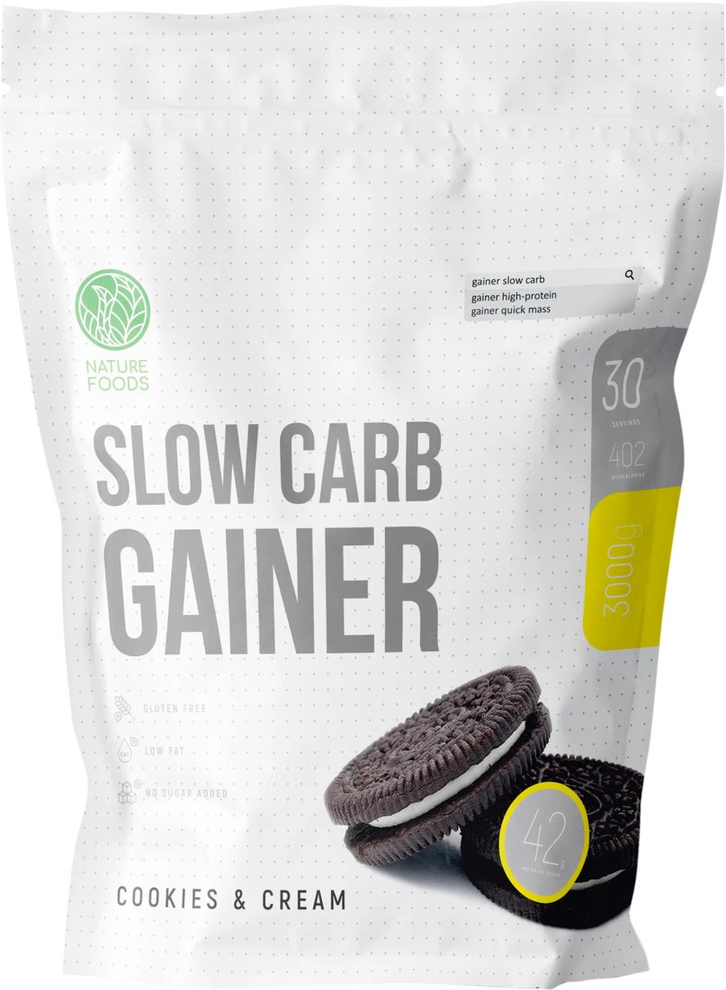 

Гейнер Nature Foods Slow Carb Gainer (печенье/крем, 1000 г)