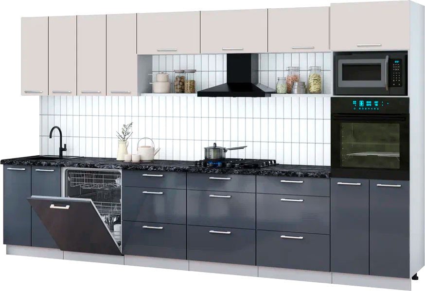 

Готовая кухня Интерлиния Мила Gloss 3.6-ПМ1-2 (асфальт глянец/кашемир/кастилло темный)