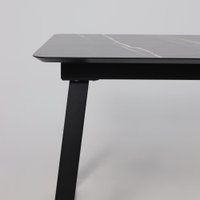 Кухонный стол Lepremo AV 1208 HPL+МДФ раздвижной 1200-1600x800 (черный тунис/черный)