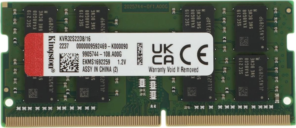 

Оперативная память Kingston 16GB DDR4 SODIMM PC4-25600 KVR32S22D8/16