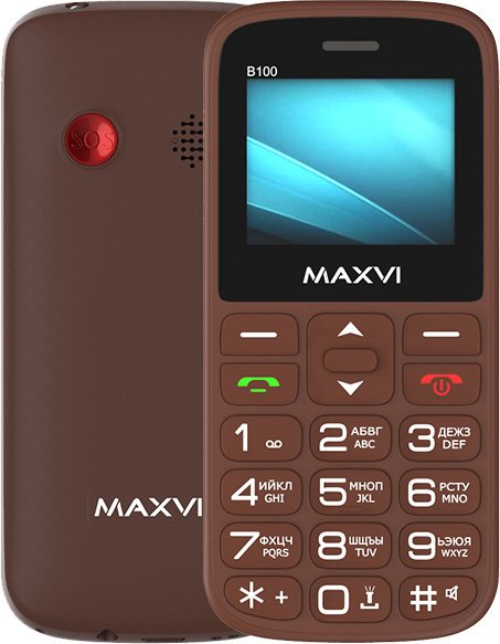 

Кнопочный телефон Maxvi B100 (коричневый)