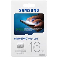 Карта памяти Samsung Pro microSDHC UHS-I U3 Class 10 16GB (MB-MG16EA)