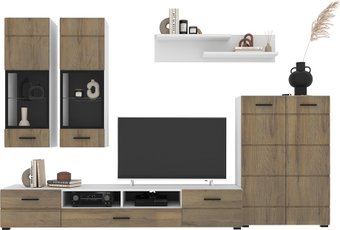 Горка Интерлиния Neo-1 с подсветкой (дуб вотан/белый)