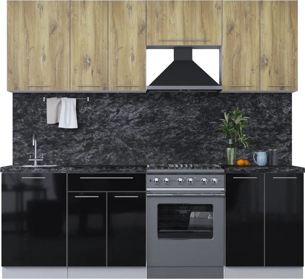 

Кухонный модуль Интерлиния Мила Пластик 2.3 А (дуб эпоксид/черный/кастилло темный)