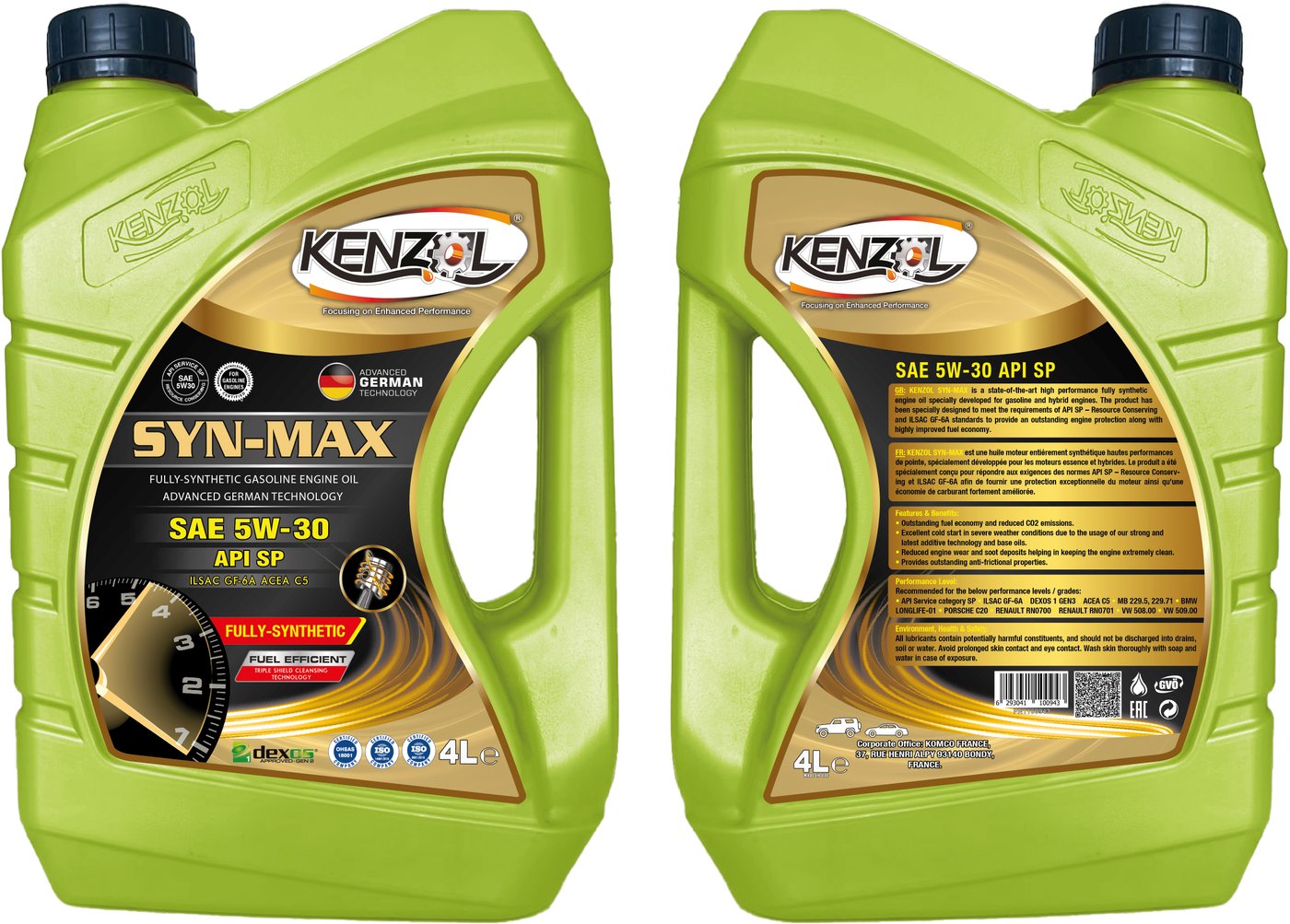 

Моторное масло Kenzol Syn-Max SAE 5W-30 API SP Dexos 1 4л