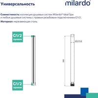 Удлинитель душевой штанги Milardo Ideal Spa ILS30CRM38