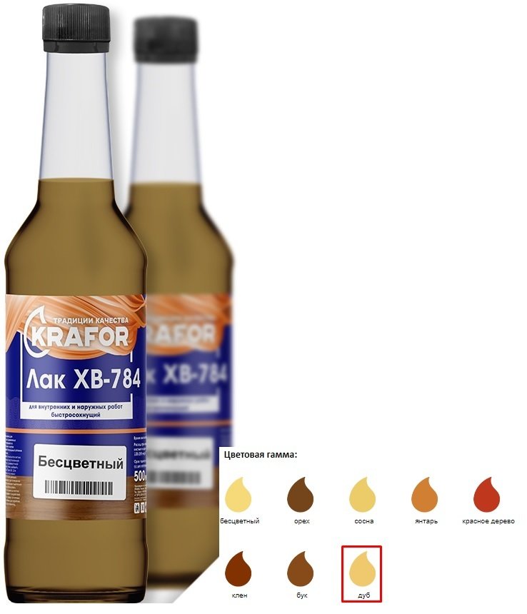 

Лак Krafor ХВ-784 0.5 л (дуб)