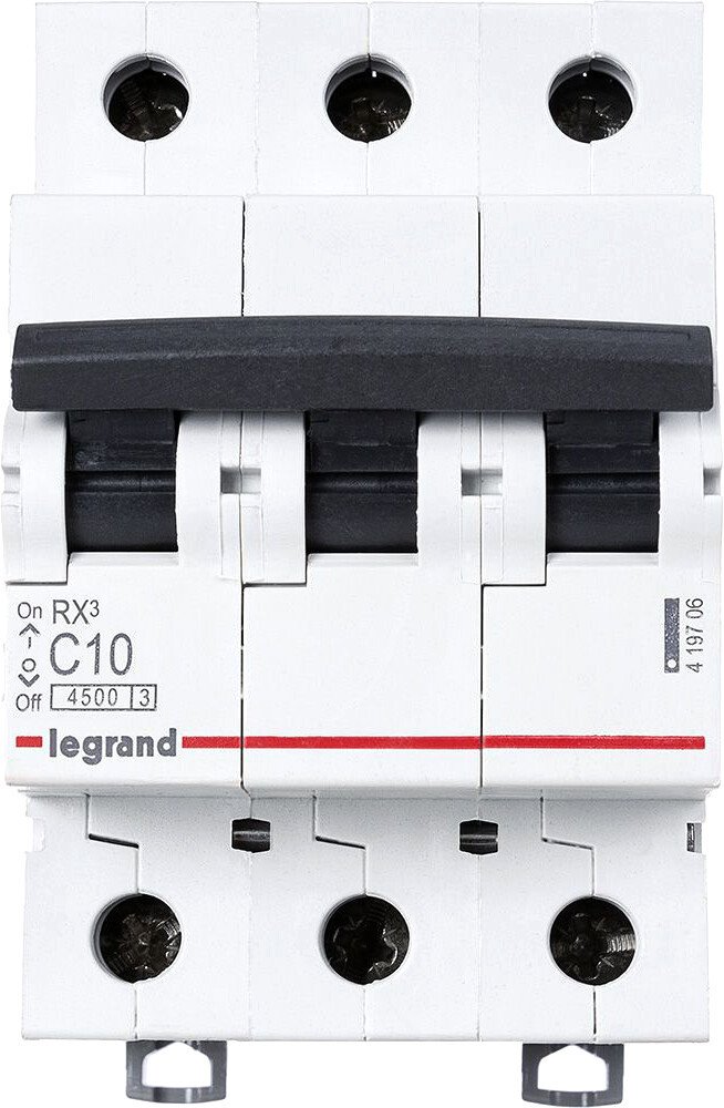 

Выключатель автоматический Legrand RX3 3P C 10A 4.5кА 3M 419706