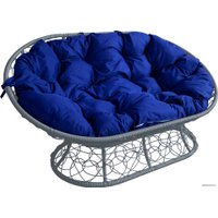 Садовый диван M-Group Мамасан 12110310 (серый ротанг/синяя подушка)