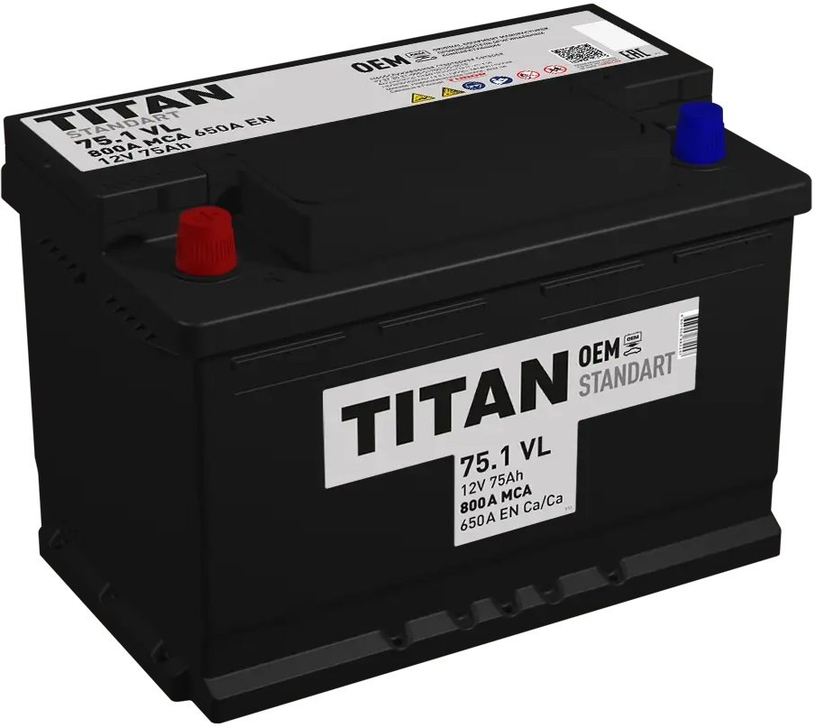 

Автомобильный аккумулятор Titan Standart L+ (75 А·ч)