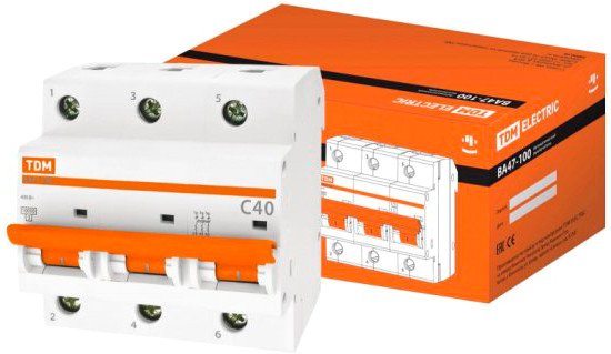 

Выключатель автоматический TDM Electric ВА 47-100 3Р 40А (C) 10кА SQ0207-0073