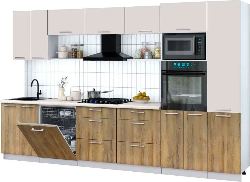 

Готовая кухня Интерлиния Мила Gloss 3.4-ПМ1 (дуб вотан/кашемир/бискайская сосна)