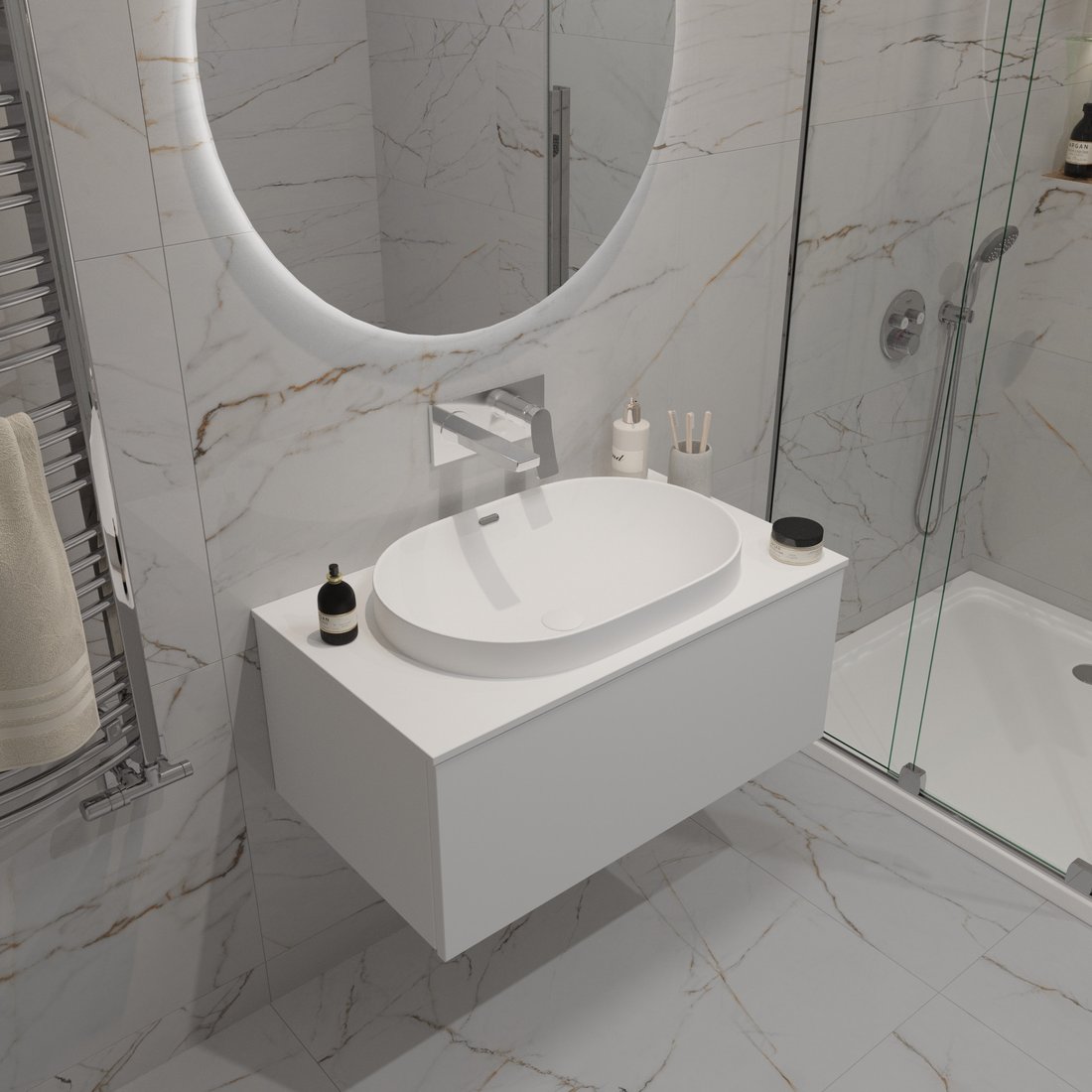 

ЗОВ Тумба с умывальником Кито 100 K100LW0MWM-LDSPW6002 (белый матовый)