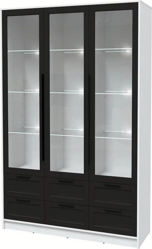 

Шкаф-витрина Интерлиния Концепт Тренд КТ-ШВ3 с подсветкой (белый платинум/черный)