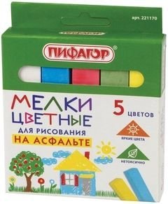 

Набор мела канцелярского Пифагор 221170 (5 цв.)