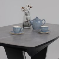 Кухонный стол Аврора Дрезден 1300-1615x800 (камень серый Greys grey/черный)