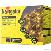 Новогодняя гирлянда Navigator NGF-S01-200WW-10-21.5m-230-C8-BL-IP44 (теплый белый)
