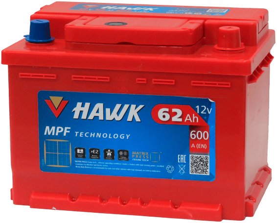 

Автомобильный аккумулятор Hawk 62 R+ низк (62 А·ч)