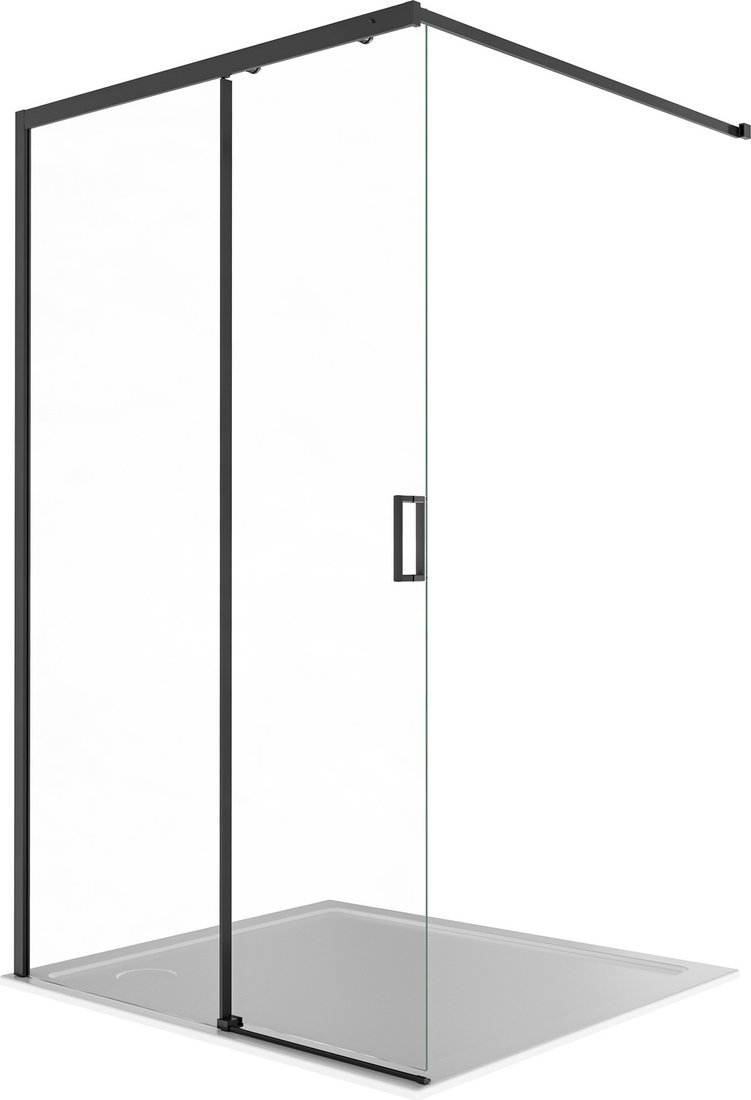 Душевая стенка Aquatek Walk in с держателем 120x200 AQ.WISL.120.1BL (черный/прозрачное стекло)