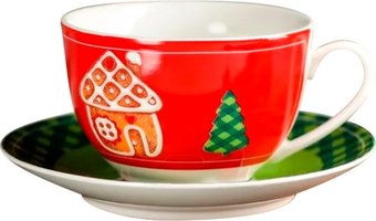 Чашка с блюдцем Magistro Новый Год. Пряничный домик 6974520