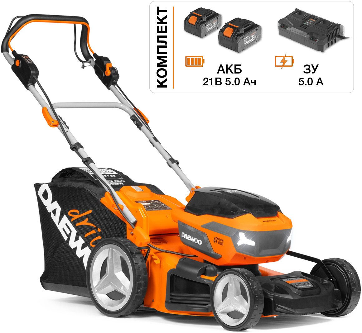 

Газонокосилка Daewoo Power DLM 5042Li-S Set (с 2-мя АКБ)