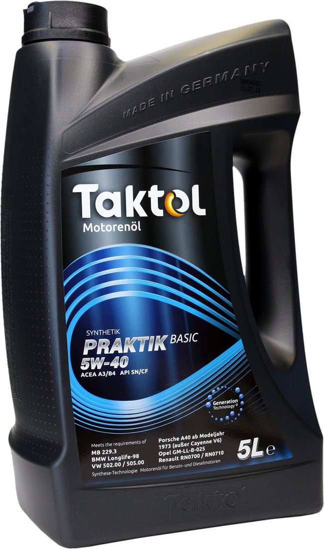 

Моторное масло Taktol Praktik Basic 5W-40 5л