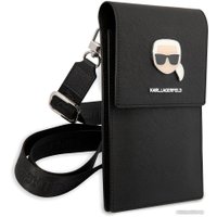 Сумка через плечо CG Mobile Karl Lagerfeld Wallet Phone Bag PU Saffiano Metal Karl head KLWBSAKHPK (черный)